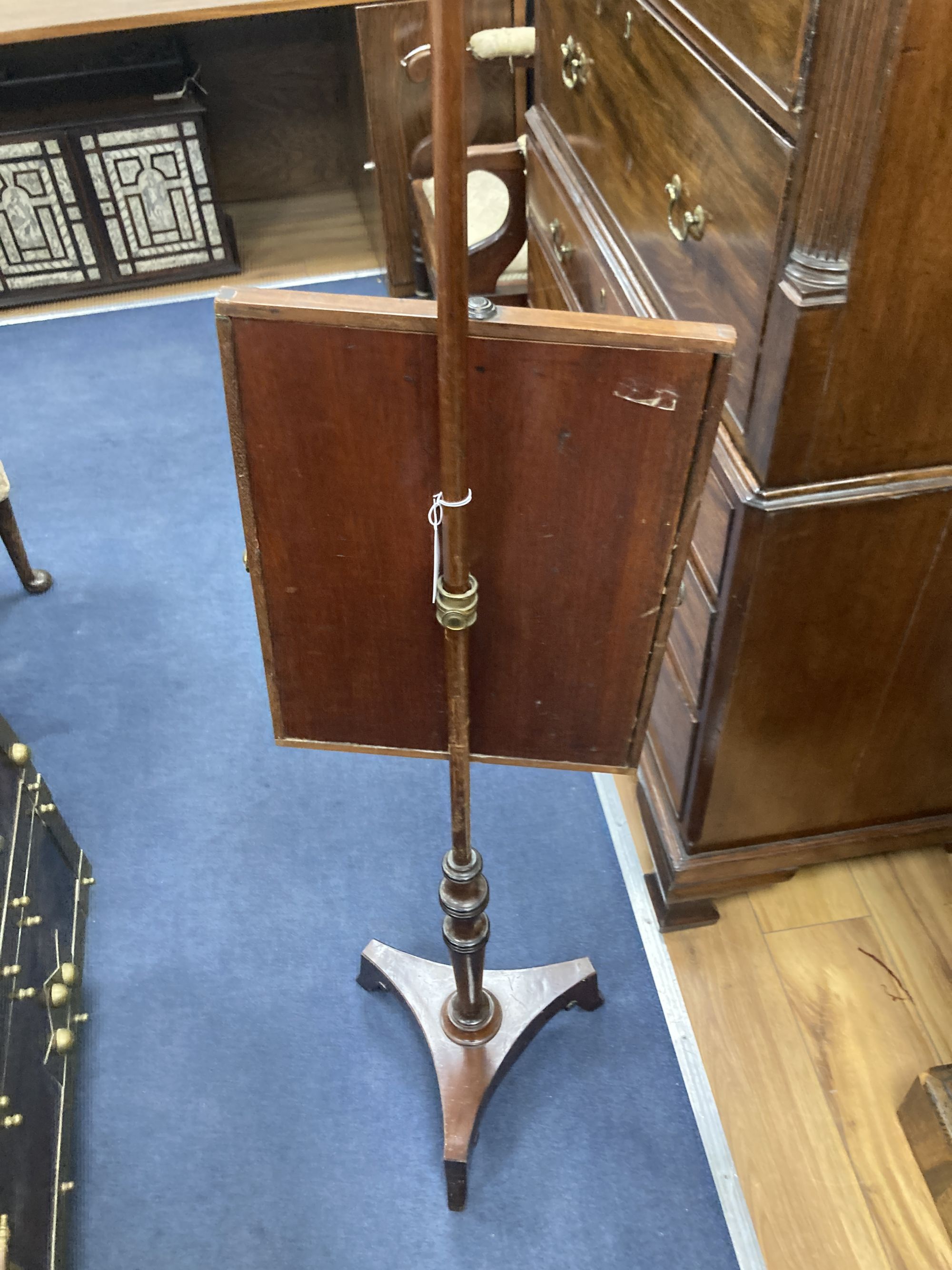 A Victorian adjustable pole screen, height 135cm